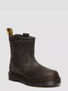 Dr. Martens Anistone Lo Leather Biker Boots Womens Size 8 Men's 7 EU 39 Charcoal